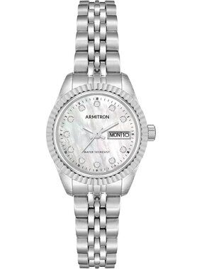 Armitron Women's All Silver Genuine Crystal Accented Bracelet Round Luxury Watch